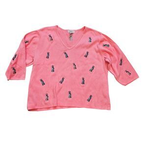 Vtg Alexandra Bartlett Sweater Womens 3X Pink Embroidered Dresses Artsy Fashion